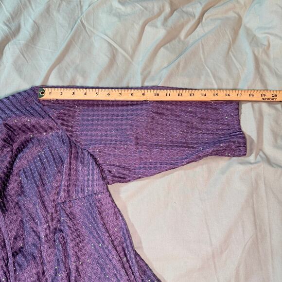 Alex Evenings Women's Plus Sz 2X Purple with Silver Open front Jacket Blazer LS - Picture 10 of 10